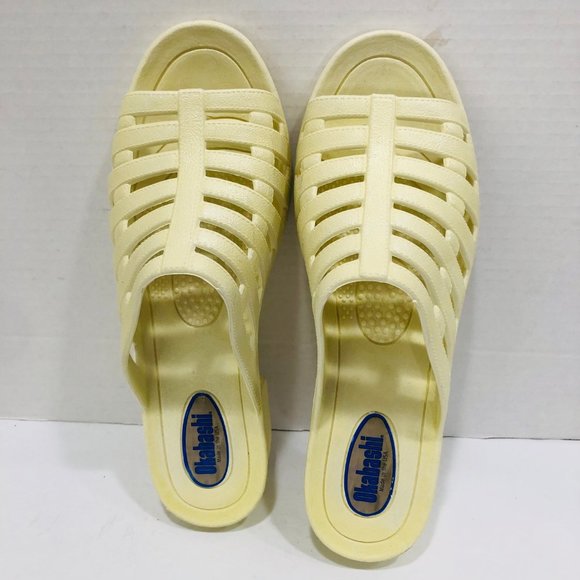 Okabashi Shoes Okabashi Pearl Yellow Strappy Sandals Shoes Womens
